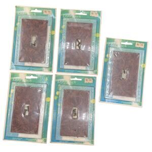 🪵 Vintage Light Touch Faux Woodgrain Toggle Switch Plates Lot 5 Retro NOS Decor